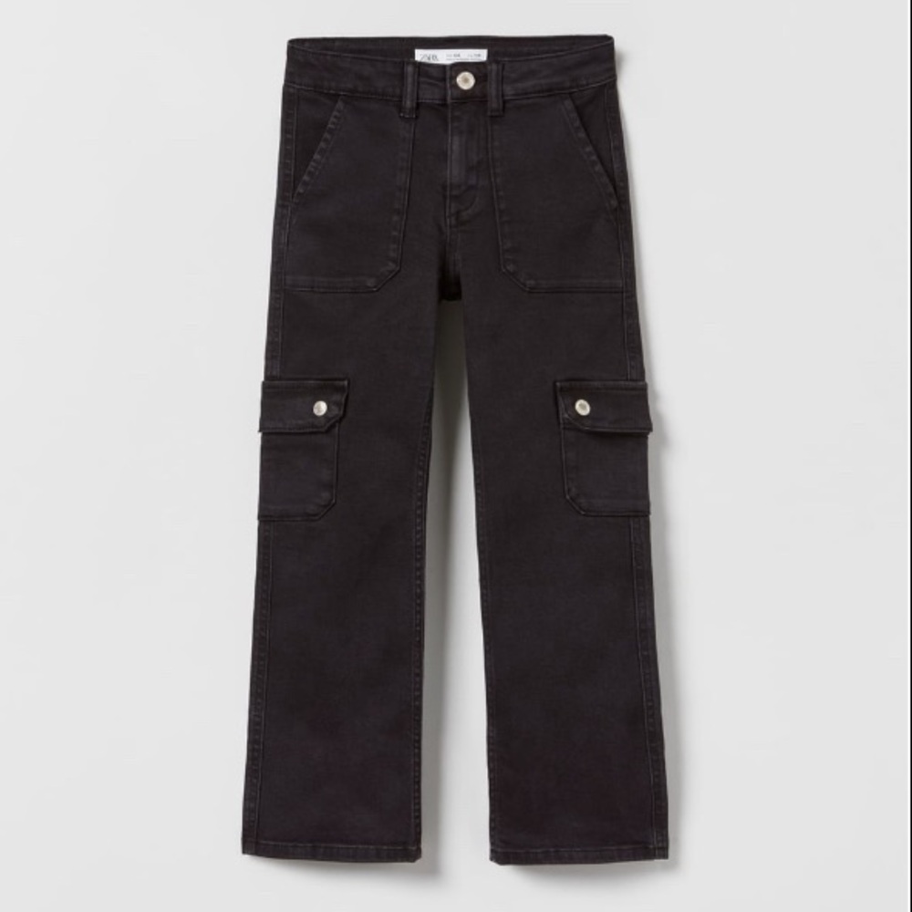 Zara Kids | Stretch Cargo Flare Jeans | Black | Size 11-12